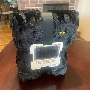 COSTCO VIRAL TIK TOK EMBROIDERED FAUX FUR HALLOWEEN FALL THROW BLACK CAT NWT